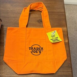 Trader Joe's Orange Canvas Mini Tote Bag